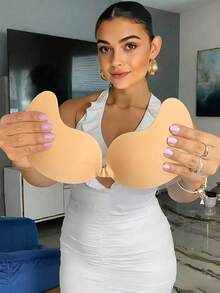 1/2/3pairs Adhesive Backless Push-Up Bra, Reusable, Front Closure, Breast Enhancement - Breathable Skin-Friendly Cups, Suitable For C-E Cup, Deep V Backless Dress, Bikini Swimsuit - Mango Cup - View 6