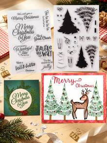 3pcs Transparent Silicone Stamps, DIY Christmas Scrapbooking Decoration, Suitable For Making Greeting Cards, Invitations And Photo Album Decoration - As Shown In the Picture - View 3
