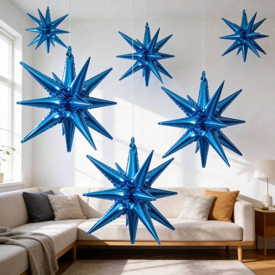 2 Pcs 22 Inch Black Star Balloons, Large Black Starburst Foil Balloons ...