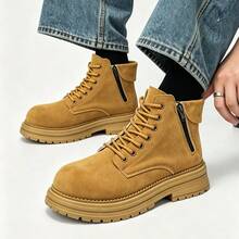 Sepatu Bot Hiking Outdoor Pria Warna Kuning, Bernapas, Nyaman, Anti Selip, Cocok untuk Berjalan, Hiking, Musim Semi, Musim Gugur, Musim Dingin, Dipadukan dengan Celana Jeans (Sedikit Perbedaan Warna, Jumlah Garis Acak) - Unta K118 - View 3