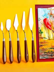 Bộ 5 dao pha màu, bộ dao vẽ sơn dầu bằng thép không gỉ, bộ dao cạo vẽ chuyên nghiệp, dao cạo vẽ gouache acrylic sơn dầu - Nhiều màu - Xem 1