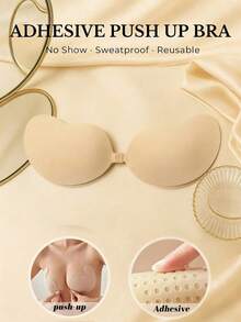 1/2/3pairs Adhesive Backless Push-Up Bra, Reusable, Front Closure, Breast Enhancement - Breathable Skin-Friendly Cups, Suitable For C-E Cup, Deep V Backless Dress, Bikini Swimsuit - Mango Cup - View 24