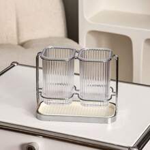 Household Chopstick Holder Light Luxury Kitchen Knife & Fork Storage Box Draining Rack Wall-Mounted Chopstick Basket Home Living Supplies - Silver White - View 10
