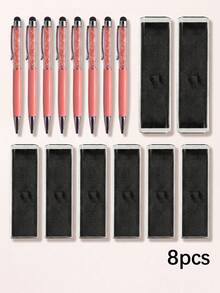 [Customized]1-32pcs Personalized Metal Retractable Diamond Ballpoint Pen + Touchscreen Stylus Set | Anti-Slip Grip + Smooth Writing Medium Tip | Compatible With Phone/Tablet/Office Devices | Can Engrave Name/Date/Logo | Business Engraved Pen + Teacher's Day Gift + Wedding Couple Neutral Pen - Rose Pink With Rhinestones - View 27