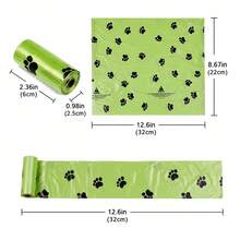 10 Rolls/150pcs Random Scented Dog Poop Bags, Printed With Cute Paw Print Pattern - Durable Pet Waste Bags, Suitable For Outdoor Use, Thickened Leak-Proof, Pet Waste Management, Foldable Square Design, High Quality (1 Dispenser) - Green - View 7