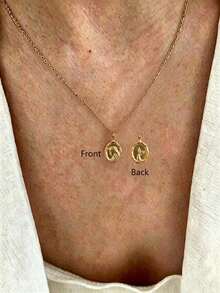 1pc Stainless Steel Waterproof Non-Fading Gold Fashion Unique Mermaid Portrait Double-Sided Pendant Necklace Chain Collarbone Chain Suitable For Women's Daily Wear - Gold - View 6