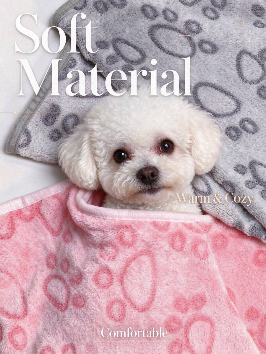 One Tufted Footprint Pet Blanket, Suitable For Small And Medium-Sized Cats And Dogs. Soft Flannel Embossed Pet Mat, Pet Bed Mat, Prevents Fur From Shedding On Sofas, All-Season Universal Cat And Dog Pet Blanket Supplies - 76 X 104 cm - XL - View 1