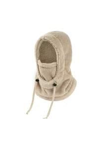 Fashion Thick Fleece Winter Hat, Adjustable Drawstring Fit, Warm Hooded Neck Scarf, Unisex Full Face Balaclava, Suitable For Motorcycle Riding, Hiking, Winter Vacation, Daily Casual Wear, Cold Weather Wardrobe Accessory - Multicolor - View 13