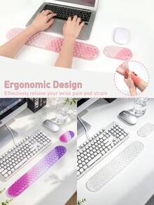 Gel Wrist Rest Mouse Pad Set, Massage Texture Cute Non-Slip Desk Mat, Relieves Wrist Pain During Computer Work - View 2