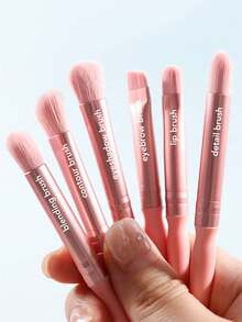 SEPROFE 6Pcs Eye Makeup Brush Set With Storage Case And Built-In Mirror, Portable Eyeshadow Brushes, Ultra Soft Bristles, Travel Eye Cosmetic Beauty Tools - Pink - View 7