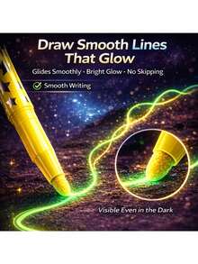 Glow-In-The-Dark Highlighter Pen Set, Fluorescent Colored Markers, Suitable For Drawing, Journaling, Poster Making, DIY Crafts, Scrapbooking And Art Supplies (Random Color Shipment) - A - View 5