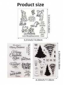 3pcs Transparent Silicone Stamps, DIY Christmas Scrapbooking Decoration, Suitable For Making Greeting Cards, Invitations And Photo Album Decoration - As Shown In the Picture - View 5