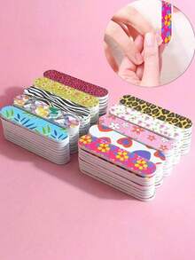 100/50/30/20/12/10/5/1pc Mini Nail File Double Sided Durable Portable For Manicure And Pedicure Black Compact Design For Natural And Artificial Nails - Multicolor - View 2