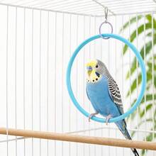 Hanging Parrot Swing Toy, Geometric Round Hoop Perch Stand With Tiger Stripe Design, Boredom Relief Climbing And Chewing Bird Cage Accessory Ornament, Bird Toy - View 7