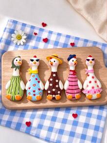 5pcs/Set Cartoon Cute Tilted Duck Hair Clips, 3D Resin Painted Animal Duck Side Bangs Clips, INS Sweet Cool Girl Style Versatile Hair Accessories - Multicolor - View 2