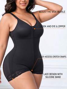 1pc Women's High Compression Shapewear, Adjustable Buckle, Butt Lift & Tummy Control, Body Shaping, Waist Cincher - Black - View 5
