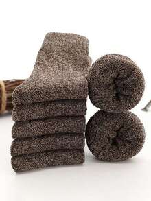 5 đôi tất nam màu xám đậm chất liệu terry cổ trung, tất terry trơn đa năng cho mùa thu/đông - Nhiều màu - Xem 4