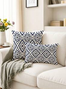 4pcs Modern Fashion Geometric Style Cushion Covers, Geometric Line Decorative Pillowcases, Hidden Zipper Closure, Machine Washable, Minimalist Fashion Line Pattern, Suitable For Home Decor, Sofa Living Room Bedroom Cushion Covers, Car Outdoor Cushion Covers Decoration, No Pillow Insert - Blue - View 6