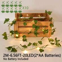 1PC Foldable USB Ivy Light String, Climbing Tiger Light String 20/50/100 LED Beads With Green Leaf Climbing Wall Hook,Ivy LED Decorative Light String Green Plant Vine Atmosphere Light,For Wedding/Banquet/Christmas/Thanksgiving/Mother's Day/Diwali - Warm White - View 15