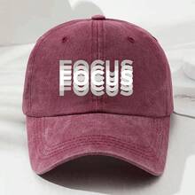 1pc FOCUS Print Baseball Cap, Adjustable Washed Cotton Curved Brim Dad Hat Unisex Outdoor Sun Hat Letter Street Print Windproof All Season - Multi-color - View 11