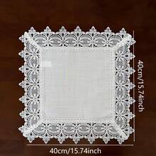 1 cái khăn trải bàn ren phong cách vintage farmhouse thêu họa tiết, viền ren hoa thanh lịch, trang trí bàn ăn kiểu Pháp mộc mạc cho đám cưới, tiệc cô dâu, tiệc tùng và trang trí nhà cửa - trắng - Xem 7