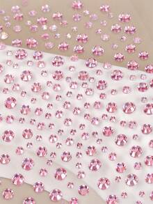 325pcs 3D Y2K Self-Adhesive DIY Pearl Rhinestone Face Decoration Stickers, 325pcs White Glitter Pearl Acrylic Rhinestone Stickers, 1 Sheet 3D Stickers, Suitable For Makeup, Hairstyle, Face, Nail Art, Decoration - Multicolor - View 9