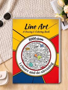 1pc A4 Pen Control Doodle Tracing Book, Line Coloring Book For Kids And Adults, 3000+ Small Patterns, 36+ Complex Illustrations, 3-In-1 Tracing, Coloring And Pen Control Training Practice Book, Stress Relief Healing Doodle Book For Students And Adults - Multicolor - View 4