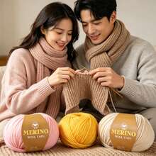 CHARM ELVES 500g 精细 212 美利奴羊毛和羊驼毛线，手工编织 DIY 材料，适用于男女秋冬季毛衣、围巾、帽子和保暖服装。1 个大包装，10 个球/包 - 彩色 - 查看 4