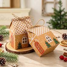 KEXINGYIYI 5/10pcs Mini Cute Christmas House Candy Boxes Gift Boxes Party Favors Wedding Decor,Christmas - Multicolor - View 3