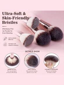 HGHDBT Pink Luxury Makeup Brush Set, Strong Powder Pickup, Easy To Store, Suitable For Daily Use & Portable For Travel, Mother's Day Gift - Pink - View 3