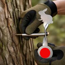 2Pcs 3.0mm Stainless Steel Rabbit Tree Mount Shooting Target, Rotating Slingshot Practice Target With Screw, Wrench & Splatter Target Stickers, Outdoor Shooting Training Accessories - Silver - View 7
