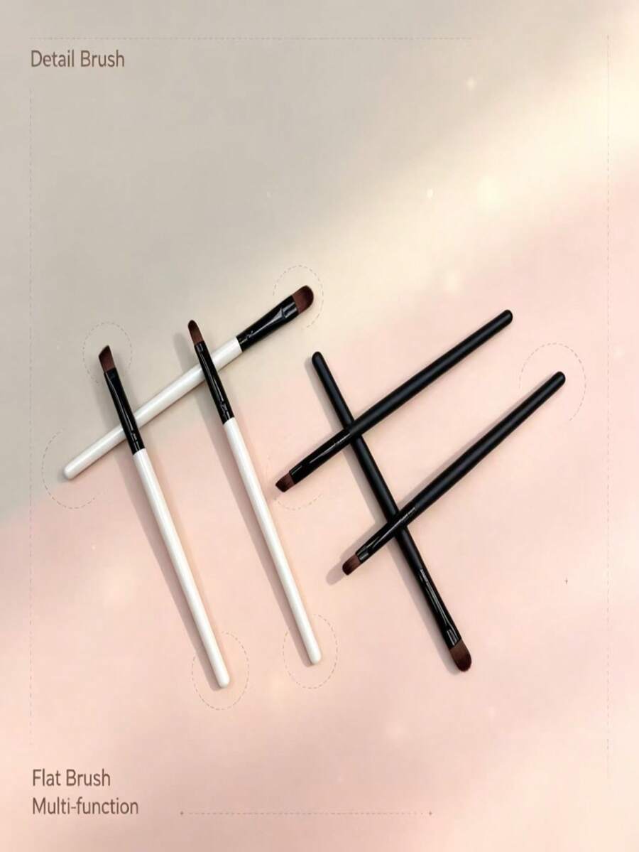 Basic Eye Styling Brush Set, Well-Balanced Applicators For Daily Eye Cosmetic Work
