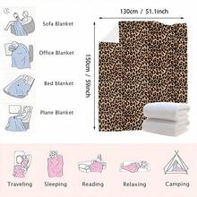 1pc Classic Leopard Print Digital Printed Blanket, Vintage Brown Tone Animal Texture Pattern, Soft Flannel Fabric, Smooth Skin-Friendly Touch, Lightweight And Warm, Suitable For Sofa Throw, Home Nap, Bedroom Soft Decor - Multicolor - View 13