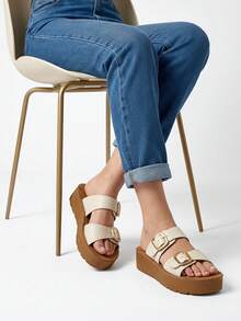 Women Platforms & Wedge Sandals - Latte - View 1