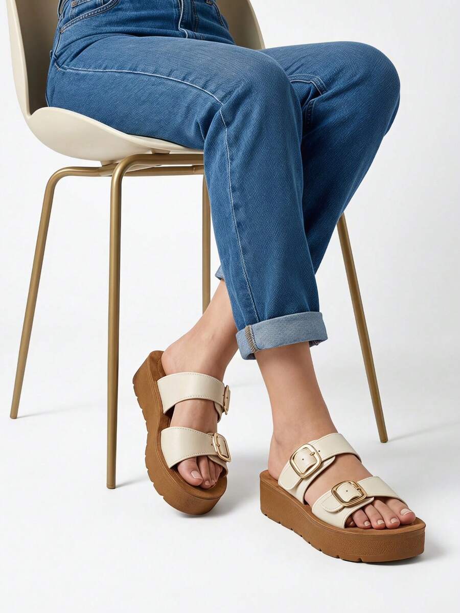 Women Platforms & Wedge Sandals - Latte - View 1