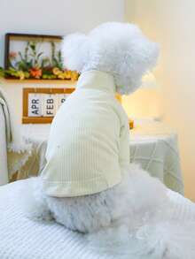 1PC Pet Clothes Small Dog Puppy Cat Cute Pet Autumn/Winter Solid Color Round Neck Shirt Breathable Skin-Friendly Fitted Comfortable Simple Versatile Plain Undershirt - White - Pink - View 7