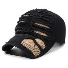 1Pc Unisex Ripped Washed Baseball Cap, Retro Y2K Letter Print Curved Brim Hat, Adjustable Outdoor Sun Protection Casual Cap - Multicolor - View 13