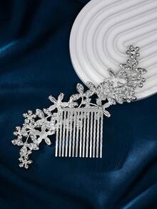 1pc Women's Rhinestone Embellished High-End Hair Comb Headpiece Hair Accessory Hairband Crown European American Ball Party Birthday Party Adult Wedding Photography Alloy Rhinestone Bridal Crown Event Jewelry Accessory Hair Pin - Silver - View 7