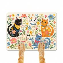 1pc Cute Cat Doodle Full Print Pet Feeding Mat, Rubber Bottom Non-Slip Absorbent Dish Mat, Dish Drying Mat, Easy To Clean, Perfect Gift For Pet Owners, Fashionable And Practical Gift - View 3