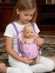1PC Toddler Carrier, Pet Carrier, Adjustable Baby Carrier, Multi-Functional Role Play Doll Double Ring Carrier, Suitable For Children 3-6 Years Old - Peach Pink - View 2