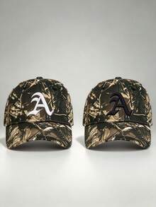 1pc Men Camo Hats Letter A Embroidery Baseball Cap Adjustable Design Perfect For Travel Parties Everyday Wear Outdoor Activities And Sun Protection. - Camouflage - View 9