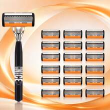 Unisex Manual Shaving Razor, Upgraded 6-Layer Sharp Blades, Floating Head Fits Facial Contour, One-Click Replaceable Razor Cartridges, Residue-Free Close Shave For Beard & Body Hair Removal,Christmas & Valentine's Day Gift For Men & Women - A - View 1