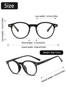 1pc Minimalist Elegant Black Round Glasses, Fashionable Accessory Suitable For Daily Wear, Suitable For Various Occasions, Non-Prescription Glasses - Clear - View 5
