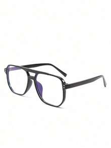 1pc Aviator Style Large Square Frame Glasses, Minimalist Design, Suitable For All Seasons, Perfect For Spring/Summer Outdoor Activities And Travel Outfits, Autumn/Winter Matching With Various Clothing, Ideal For Business Trips, Office Work And University Study - Clear - View 5