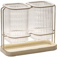 Household Chopstick Holder Light Luxury Kitchen Knife & Fork Storage Box Draining Rack Wall-Mounted Chopstick Basket Home Living Supplies - Silver White - View 5