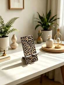 2pcs Leopard Print Phone Stands, Foldable Non-Slip Desktop Phone Holder, Suitable For Smartphones And Tablets, Fashion Home Desktop Decor Phone Accessories - Multicolor - View 5
