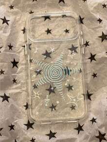 Laser Blue Wavy Starfish Pattern Phone Case Compatible With Apple 17 Pro Max, 17 New Model, 16 Pro Max, 15 Pro, 16 Pro, 15, 17 Pro, 18, 18 Pro Max, Full Coverage Protective Cover, Korean Style, Fresh Summer - Clear - View 3