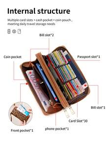 FOREVER MIYIN Leopard Wallets For Women, RFID Blocking Long Wallet Wristlet, Snap Flap, Large Accordion Card Holder, Double Zipper With Phone Pocket - Multicolor - View 9