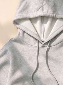 Women's Long Sleeve Short Hooded Dress, Suitable For Daily Wear - Grey - View 5