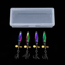 1 Set [4pcs Lures + 1pc Box] Fishing Lure, Bionic Fly Rotating Propeller Glitter Lure, Long Cast Micro Fishing Lure, Bionic Insect Fly Lure - Multicolor - View 7